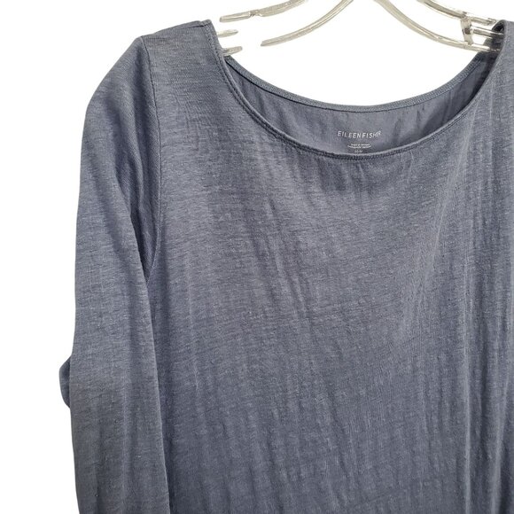 Eileen Fisher M Tunic Top Linen Long Sleeve Oversized Hi Lo Hem Relaxed Fit - Picture 5 of 9